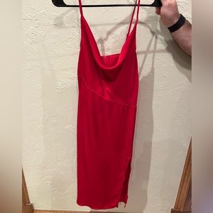 Red midi dress with slit